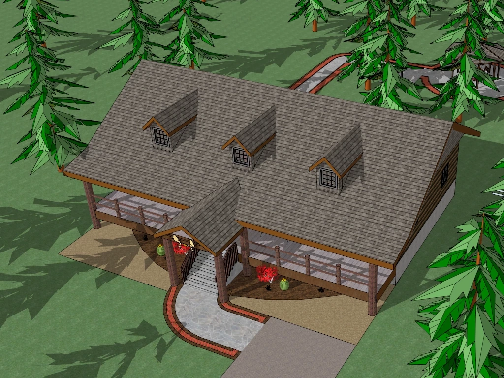 Country Wooden House sketchup model preview - SketchupBox
