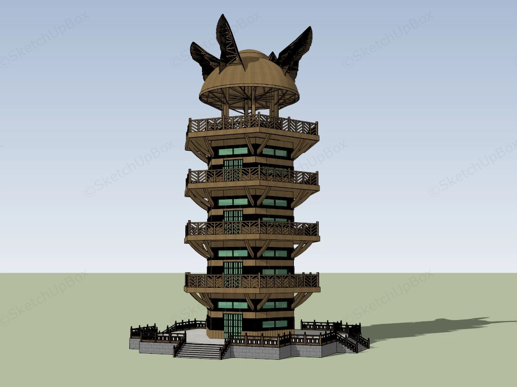 Vintage Observation Tower sketchup model preview - SketchupBox