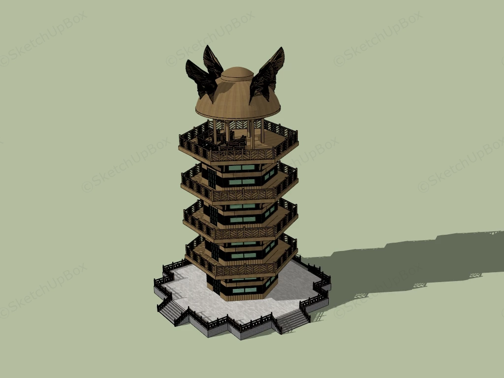 Vintage Observation Tower sketchup model preview - SketchupBox
