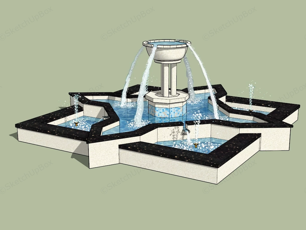 Star Shaped Fountain sketchup model preview - SketchupBox
