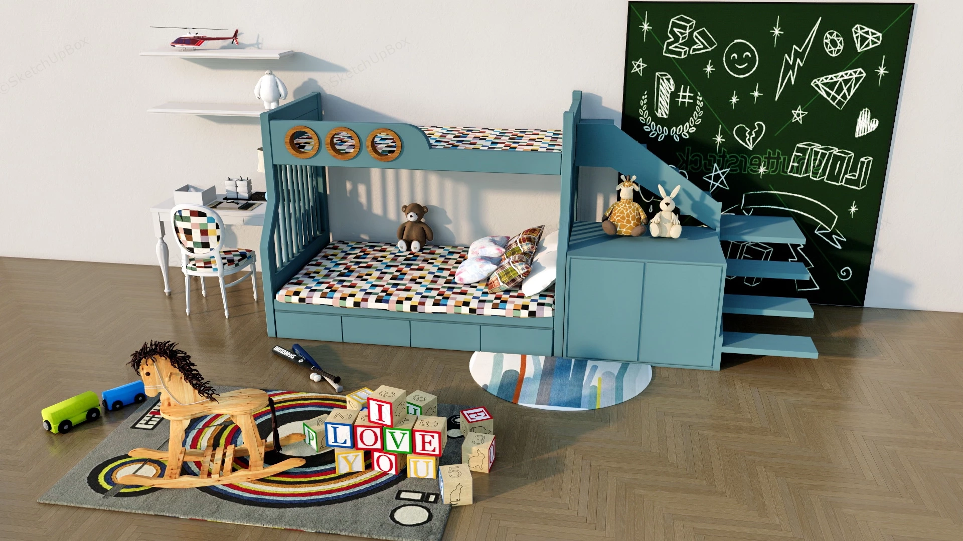 Kids Room Furniture Ideas sketchup model preview - SketchupBox