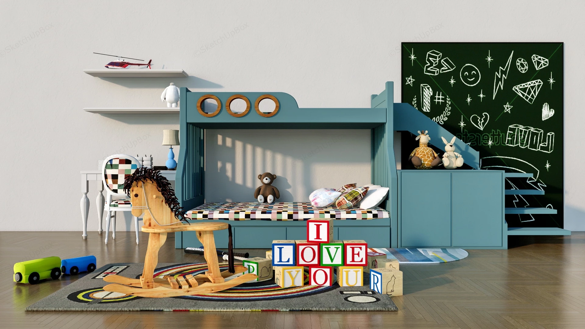 Kids Room Furniture Ideas sketchup model preview - SketchupBox