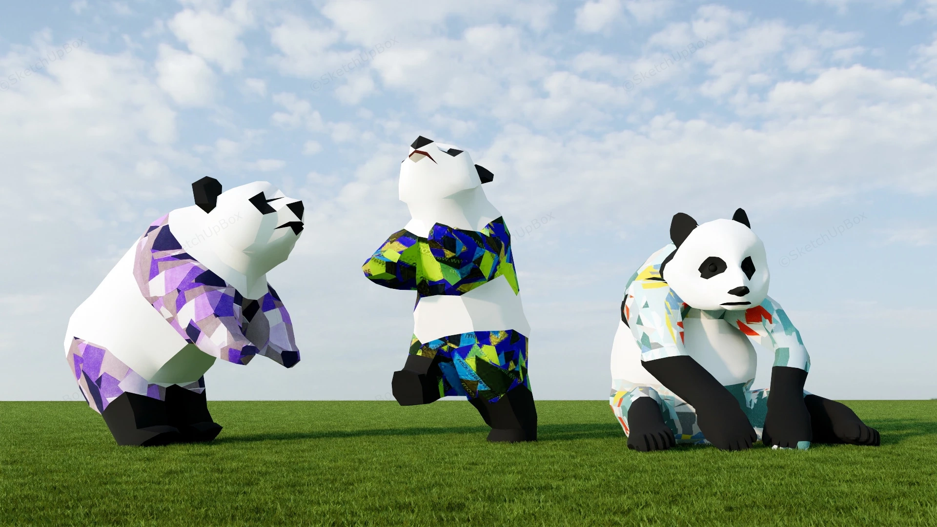 Panda Sculptures sketchup model preview - SketchupBox