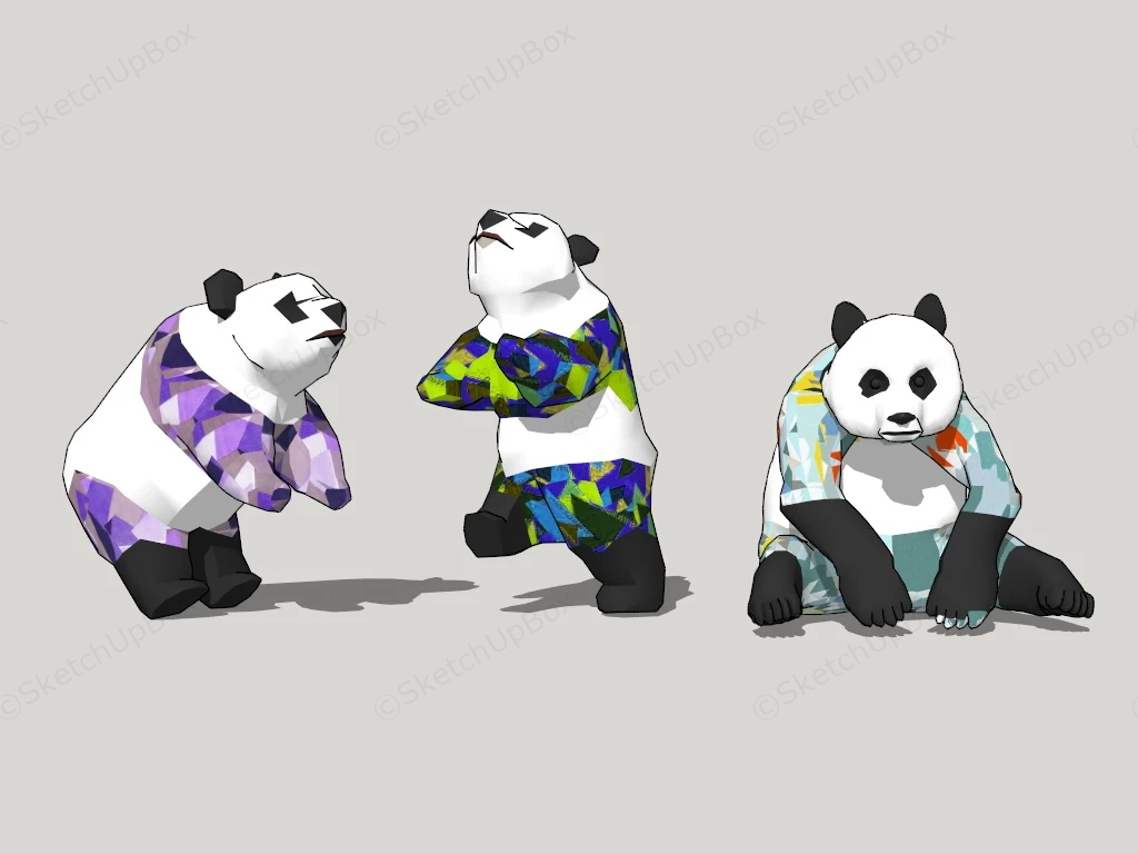 Panda Sculptures sketchup model preview - SketchupBox