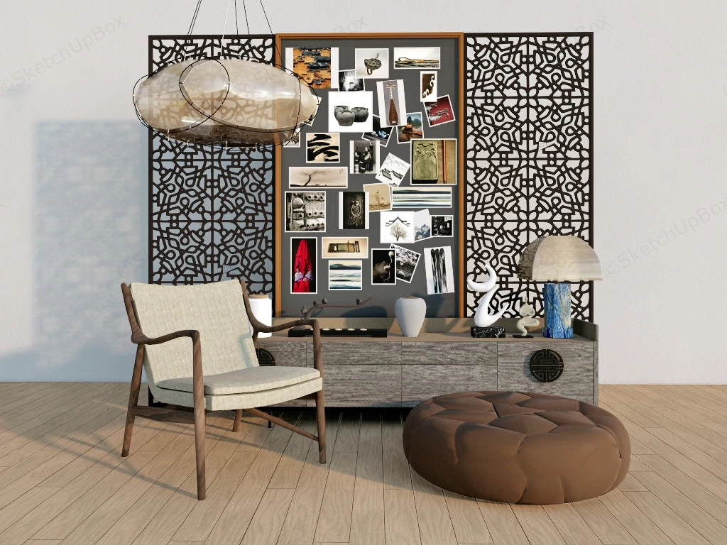 Rustic Reading Nook sketchup model preview - SketchupBox