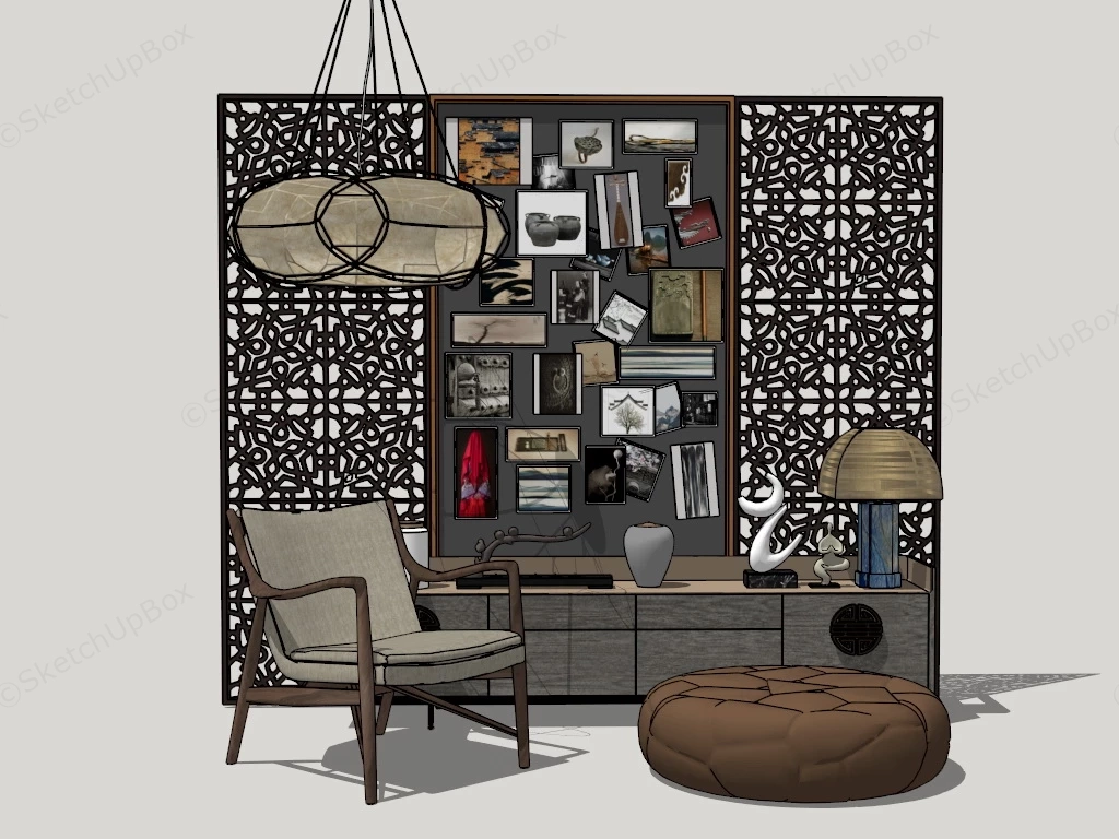 Rustic Reading Nook sketchup model preview - SketchupBox