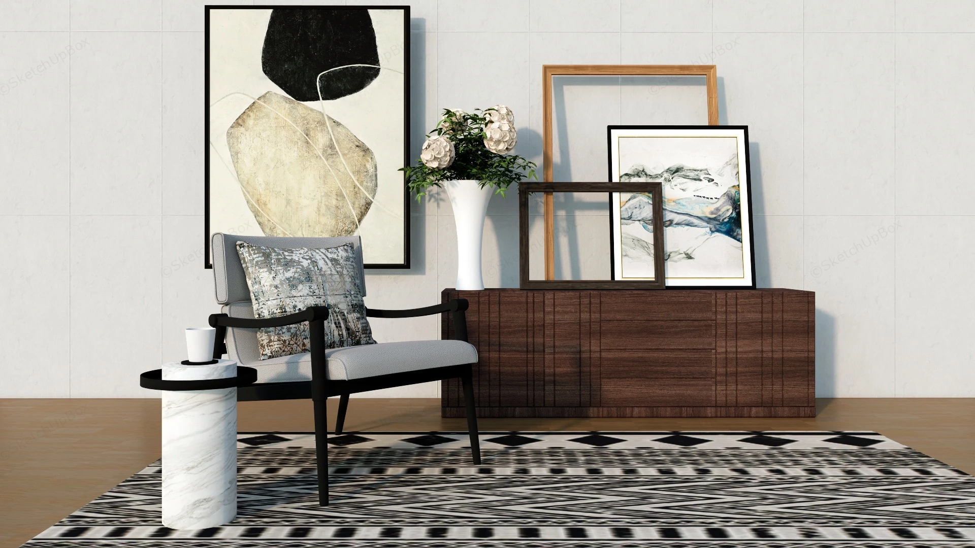 Accent Chair And Cabinet Idea sketchup model preview - SketchupBox