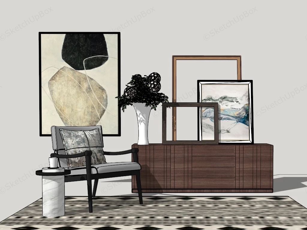 Accent Chair And Cabinet Idea sketchup model preview - SketchupBox
