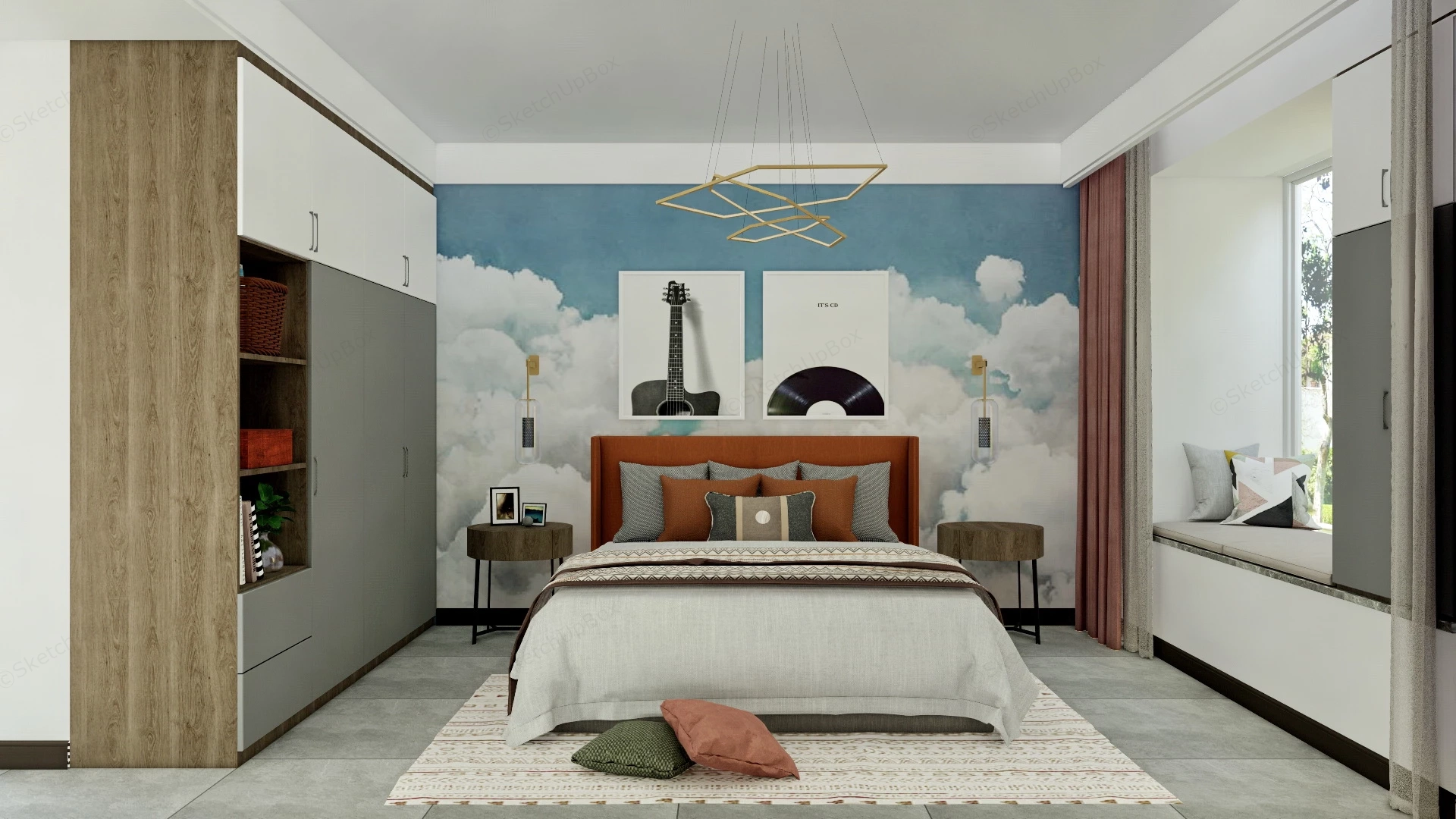 Music Themed Bedroom sketchup model preview - SketchupBox