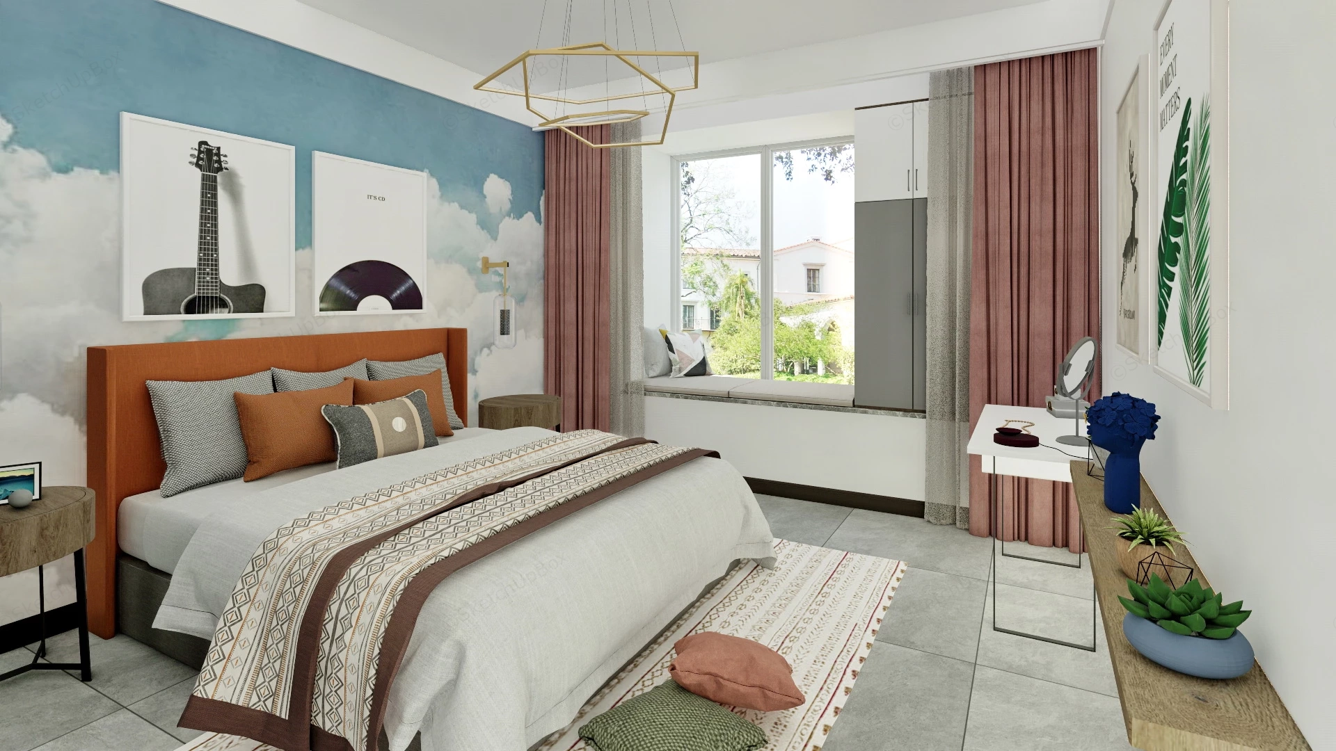 Music Themed Bedroom sketchup model preview - SketchupBox