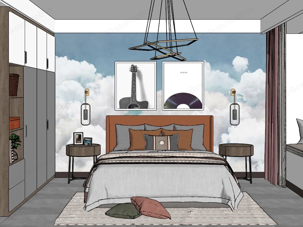 Music Themed Bedroom sketchup model preview - SketchupBox