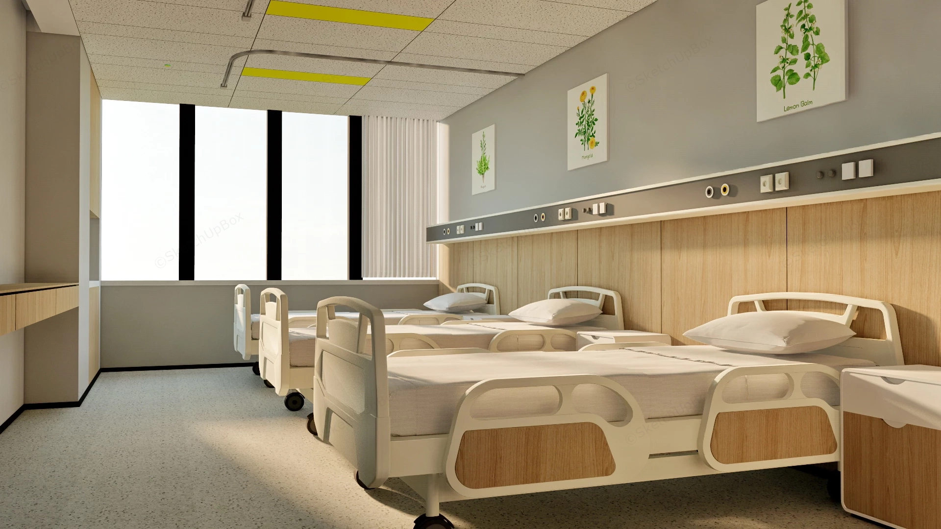 Inpatient Hospital Room sketchup model preview - SketchupBox