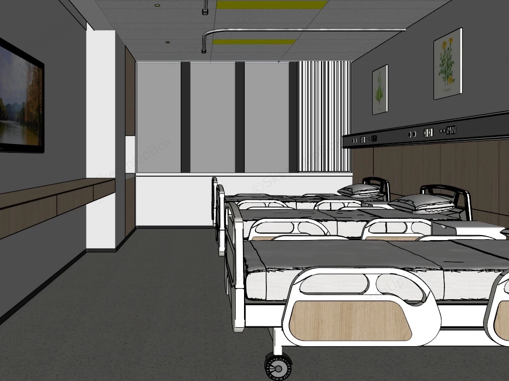 Inpatient Hospital Room sketchup model preview - SketchupBox