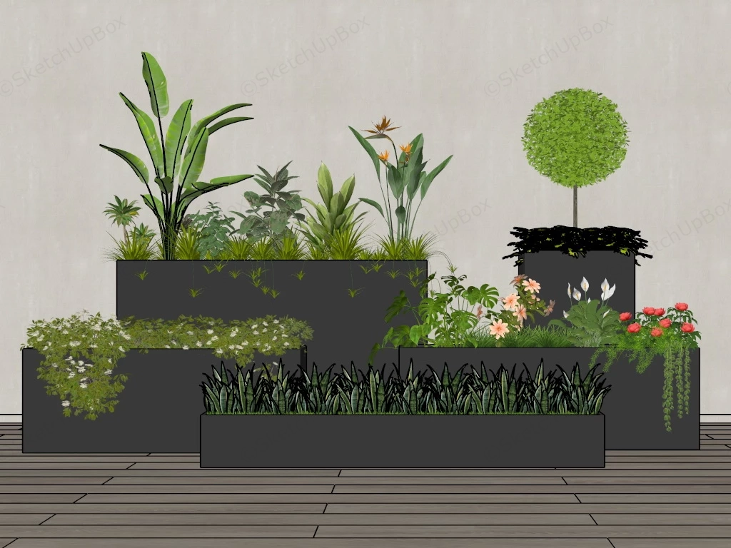 Black Raised Garden Beds sketchup model preview - SketchupBox