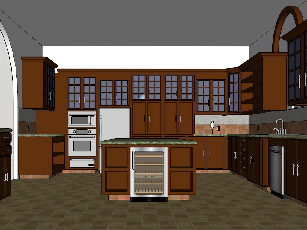 Traditional Kitchen Design sketchup model preview - SketchupBox