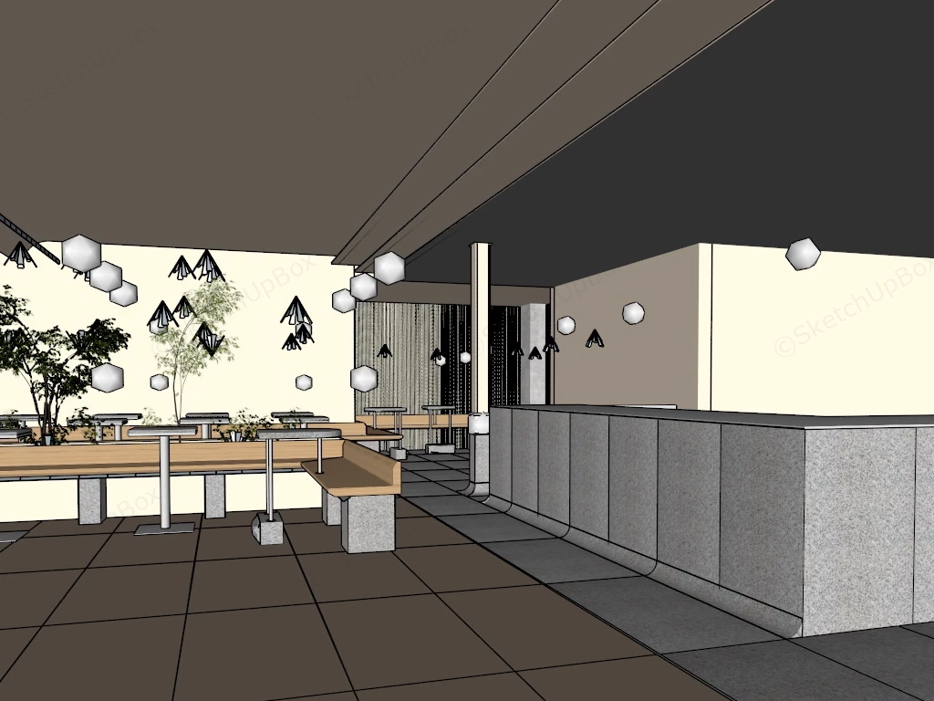 Fast Food Restaurant Design Layout sketchup model preview - SketchupBox