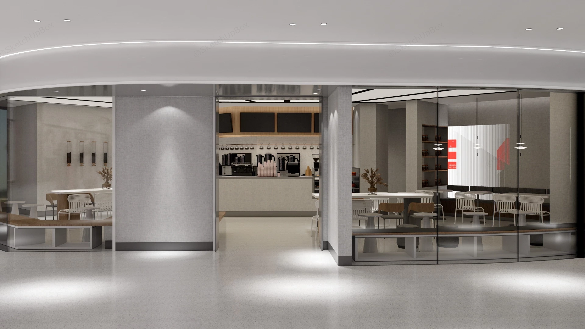 Modern Mall Coffee Shop sketchup model preview - SketchupBox
