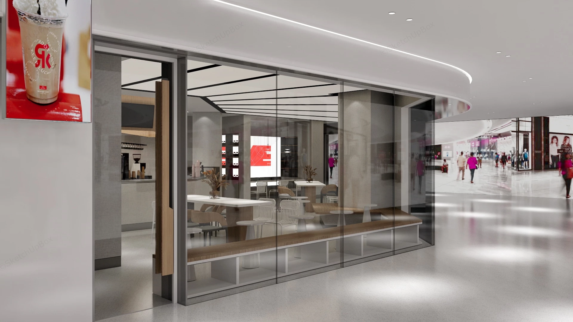 Modern Mall Coffee Shop sketchup model preview - SketchupBox
