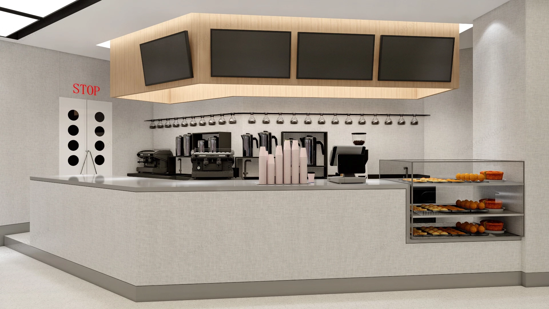 Modern Mall Coffee Shop sketchup model preview - SketchupBox