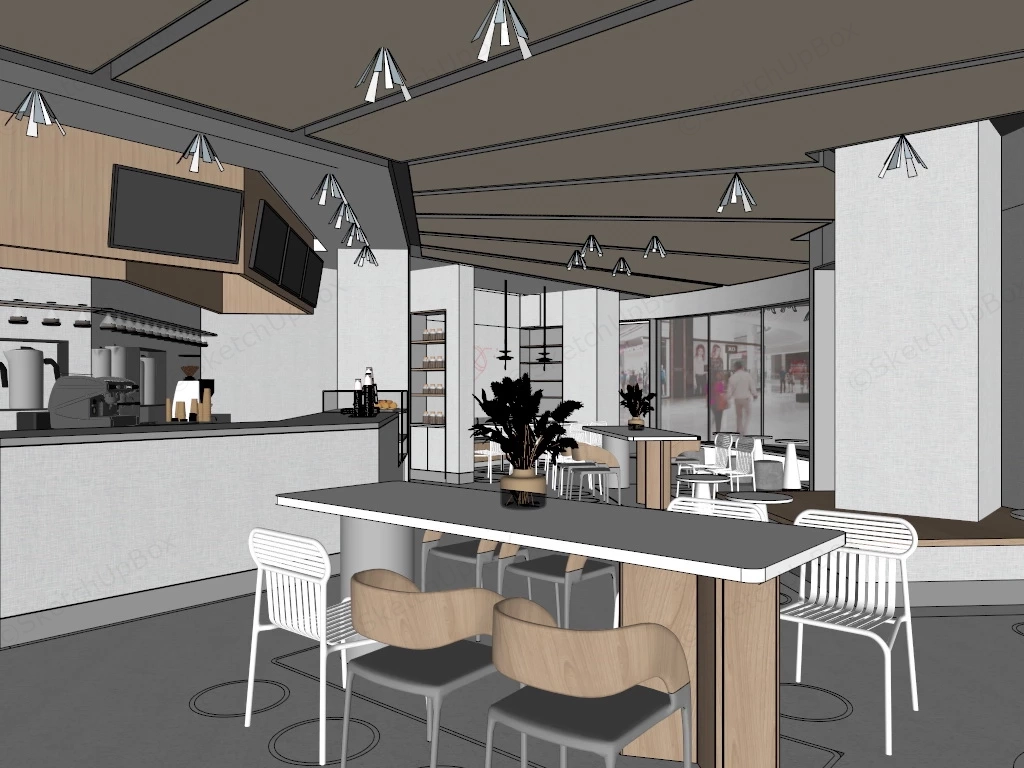 Modern Mall Coffee Shop sketchup model preview - SketchupBox