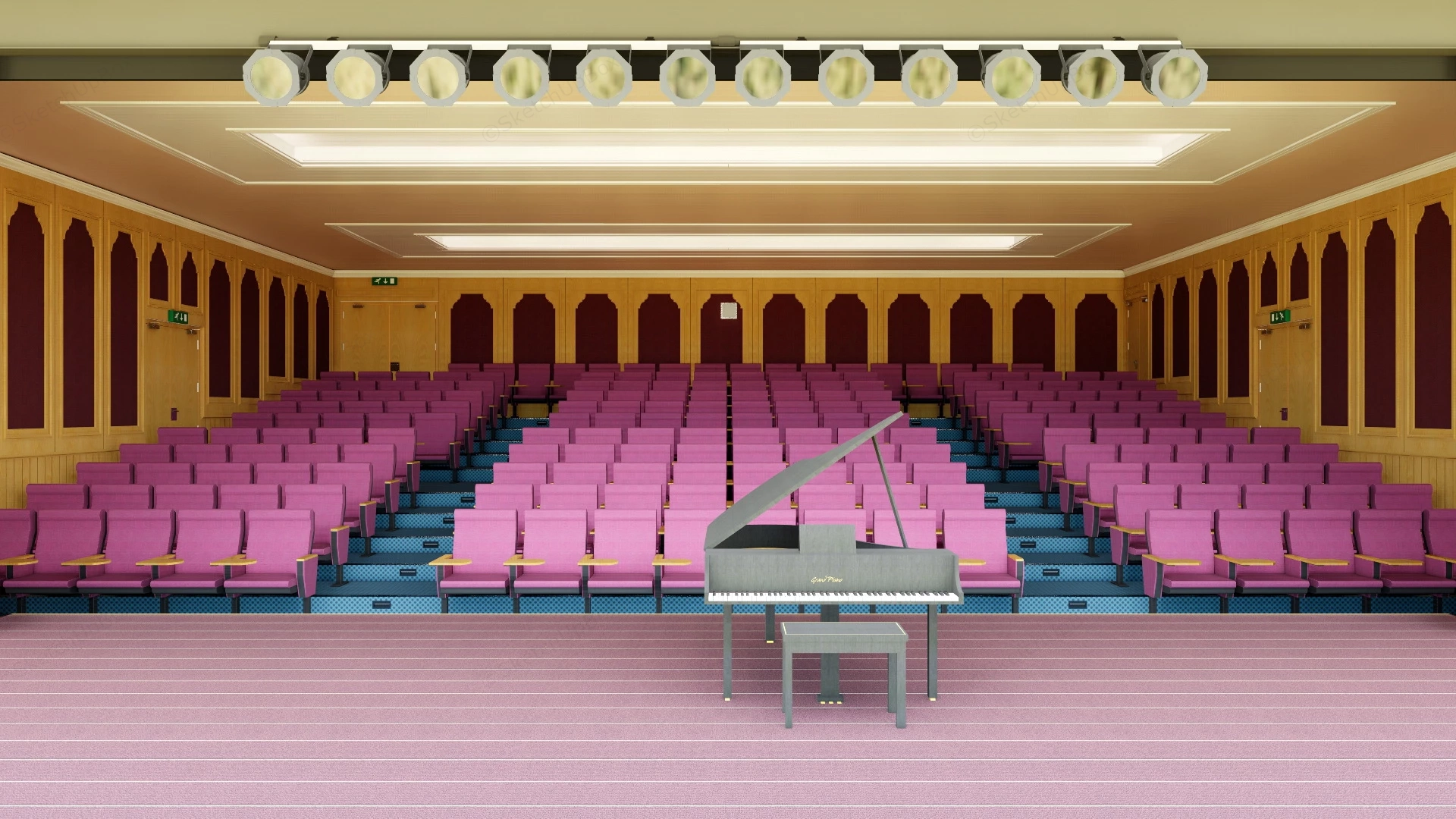 Classical Concert Hall sketchup model preview - SketchupBox