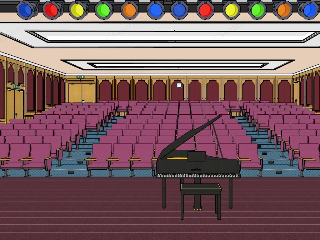 Classical Concert Hall sketchup model preview - SketchupBox