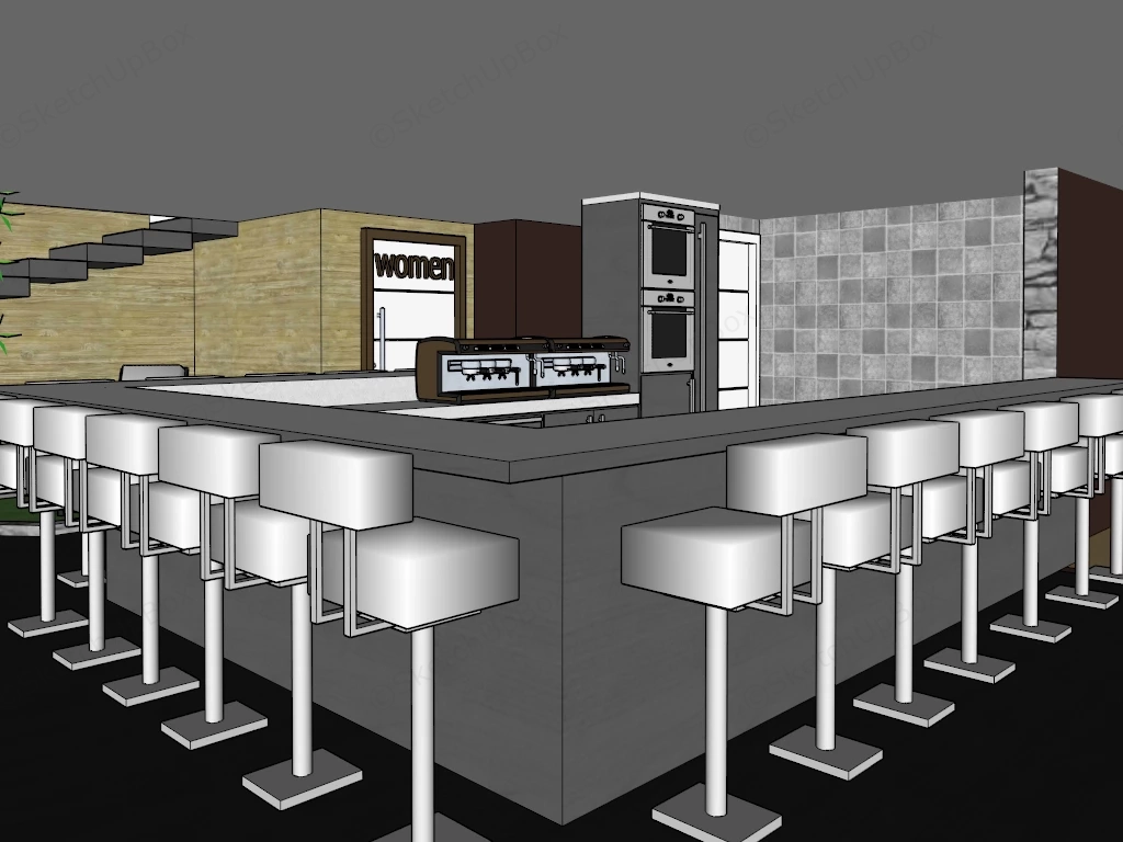 Cafe Coffee Shop Design sketchup model preview - SketchupBox