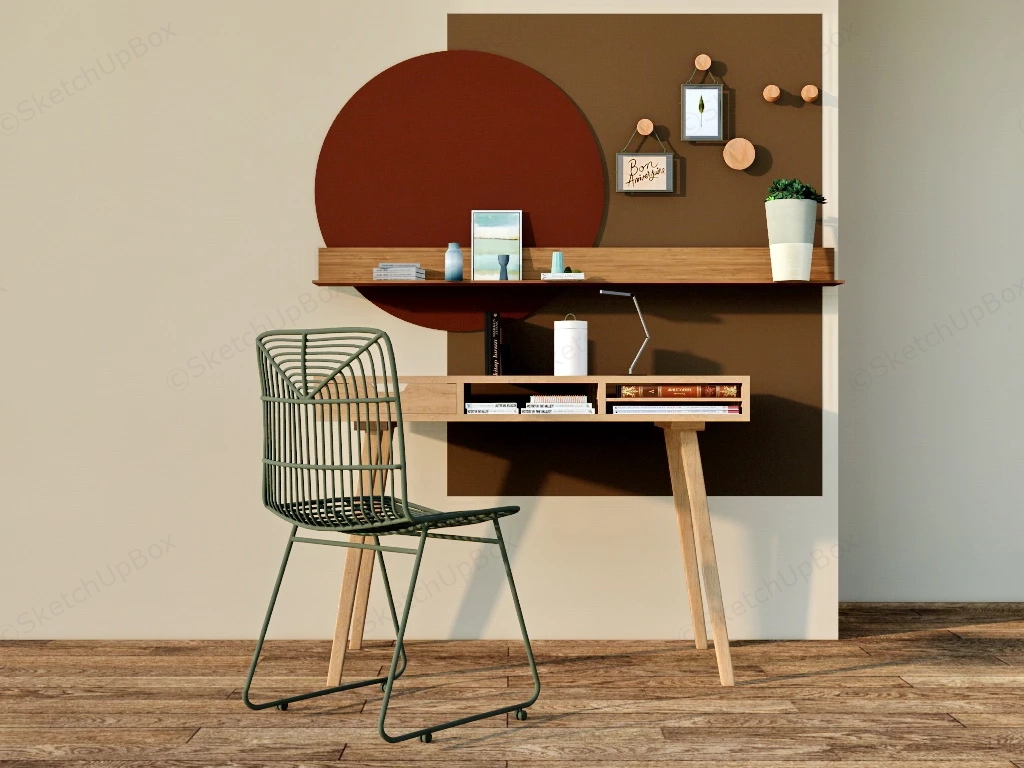 Contemporary Writing Desk & Chair sketchup model preview - SketchupBox