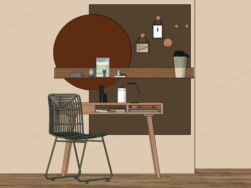 Contemporary Writing Desk & Chair sketchup model preview - SketchupBox