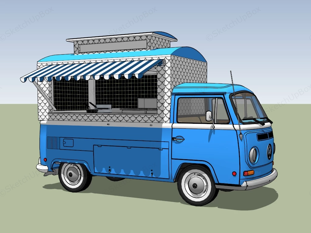 Volkswagen Van Food Truck sketchup model preview - SketchupBox