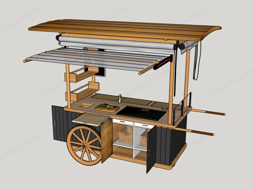 Wooden Food Cart sketchup model preview - SketchupBox