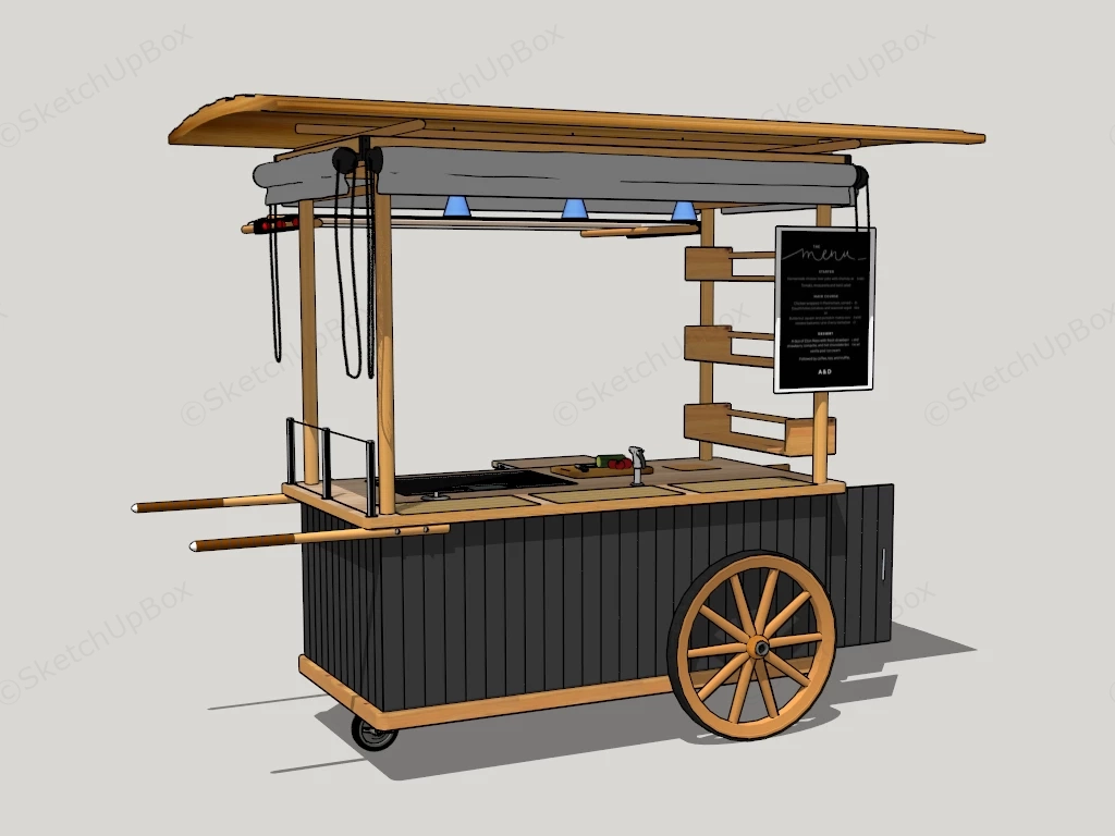 Wooden Food Cart sketchup model preview - SketchupBox