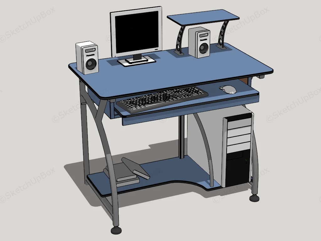 Small Computer Desk sketchup model preview - SketchupBox