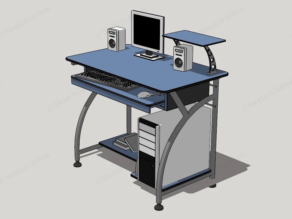 Small Computer Desk sketchup model preview - SketchupBox
