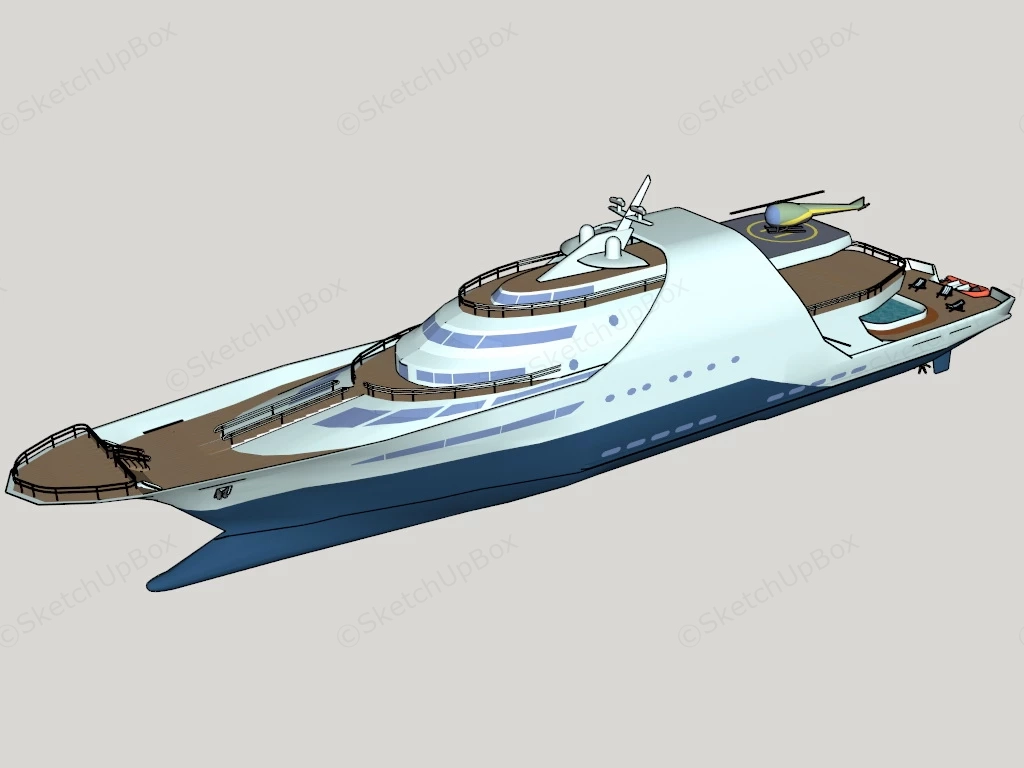 Luxury Yacht sketchup model preview - SketchupBox