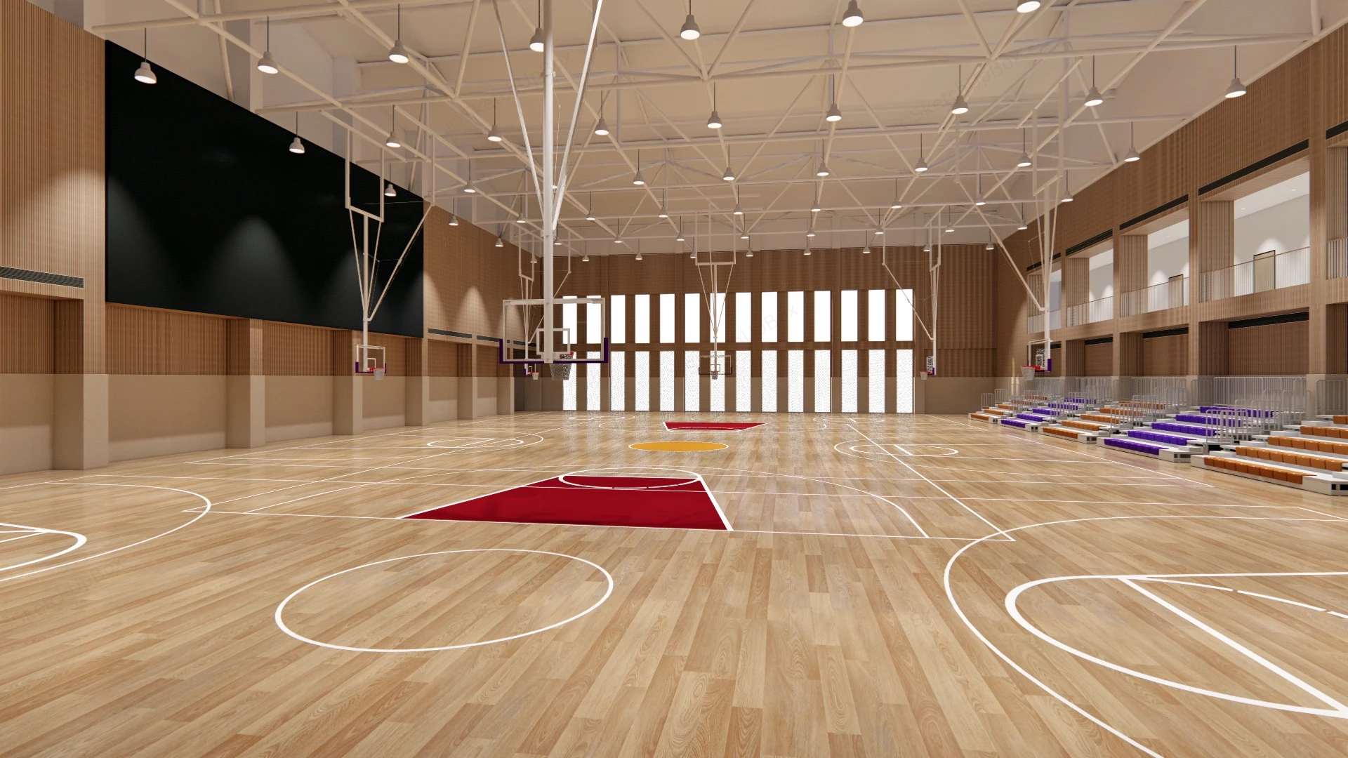 Indoor Basketball Gym sketchup model preview - SketchupBox