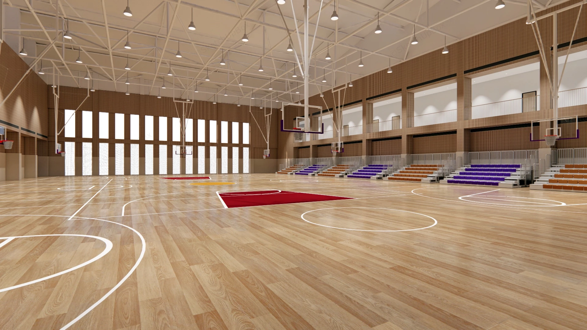 Indoor Basketball Gym sketchup model preview - SketchupBox