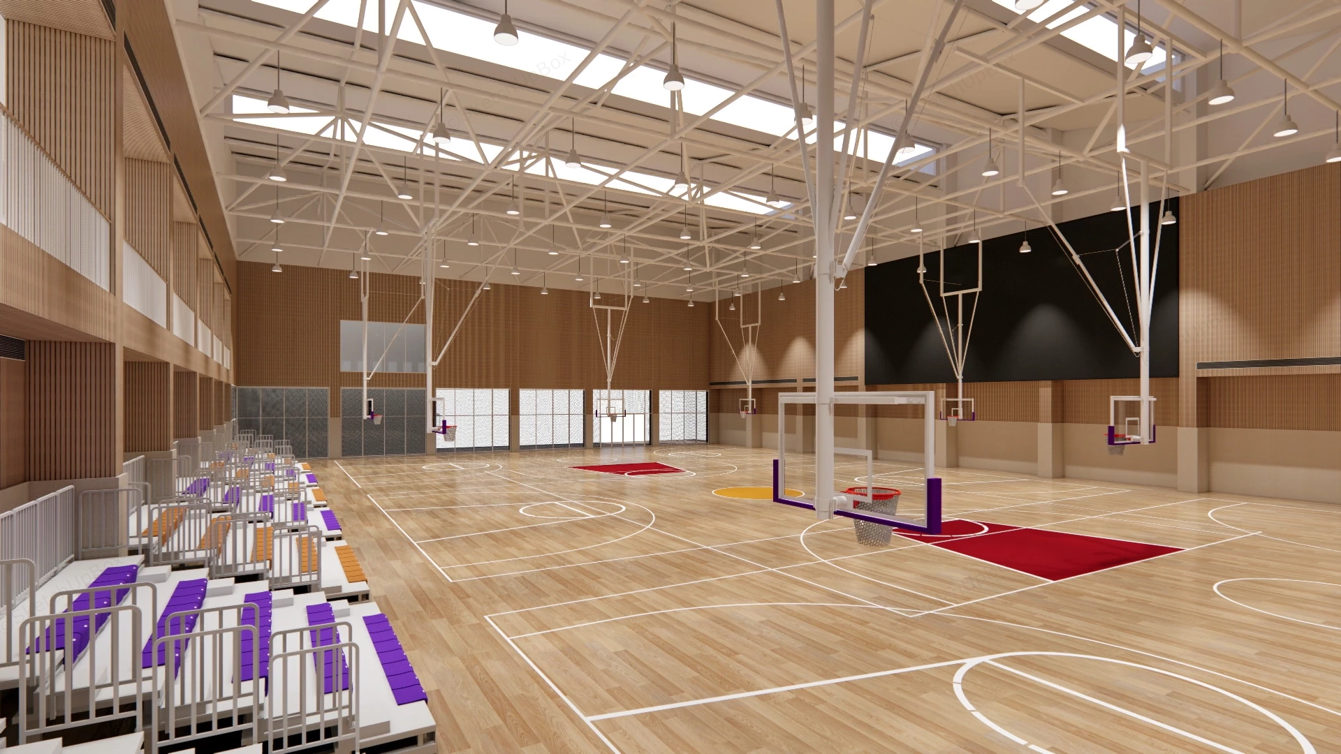 Indoor Basketball Gym sketchup model preview - SketchupBox