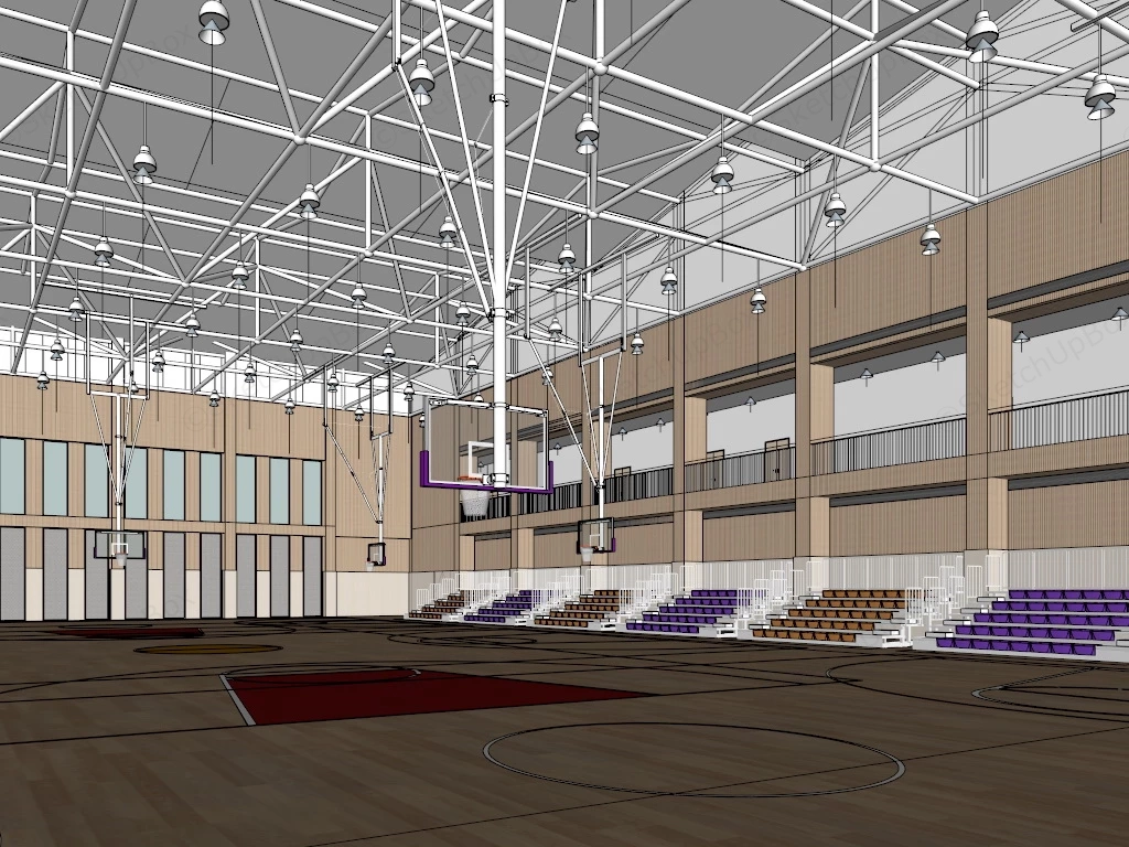 Indoor Basketball Gym sketchup model preview - SketchupBox