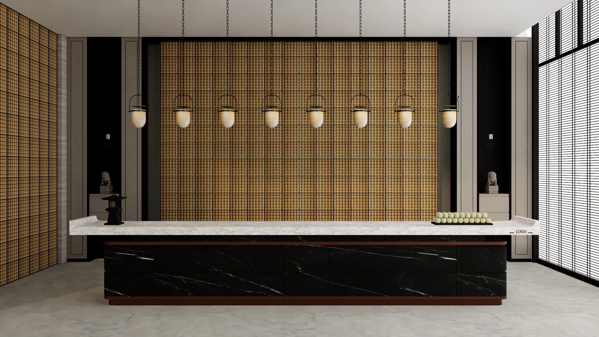 Chinese Hotel Reception Counter sketchup model preview - SketchupBox
