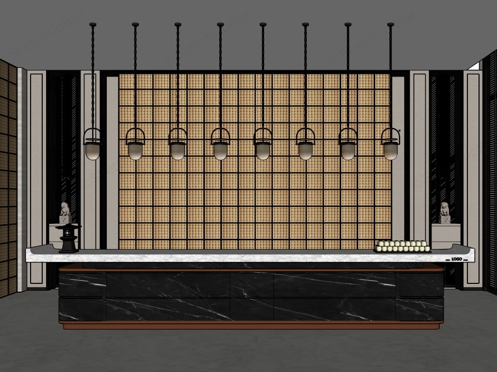 Chinese Hotel Reception Counter sketchup model preview - SketchupBox