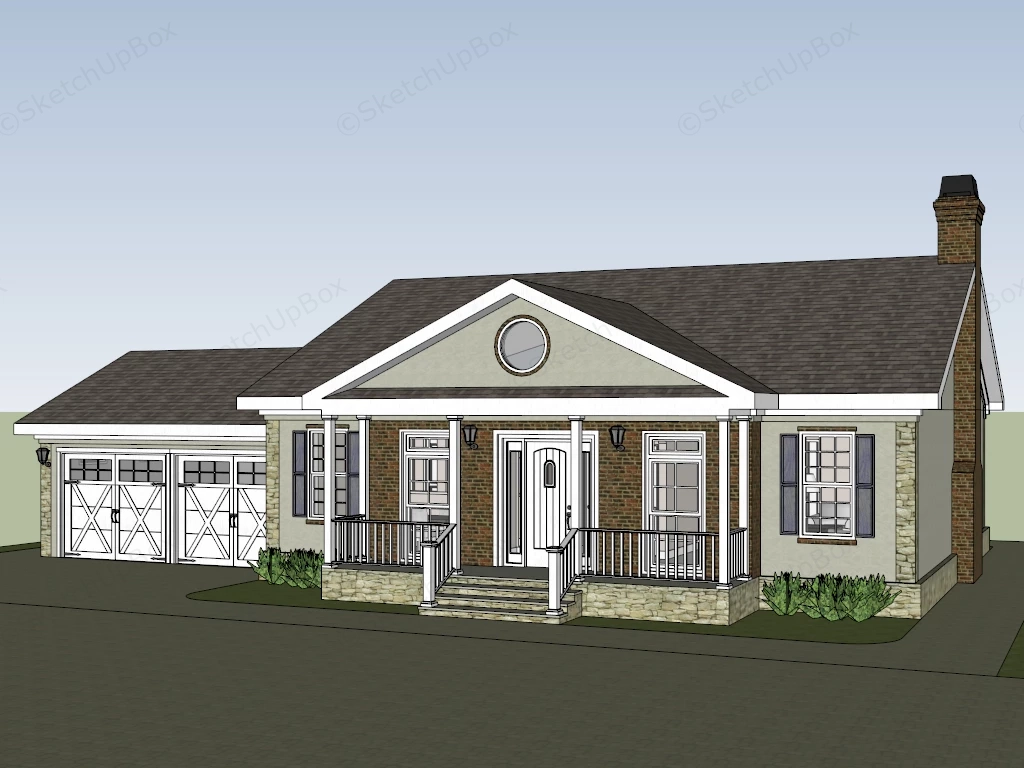 Simple Traditional House sketchup model preview - SketchupBox