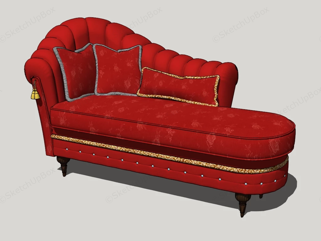 Red Velvet Chaise Longue sketchup model preview - SketchupBox