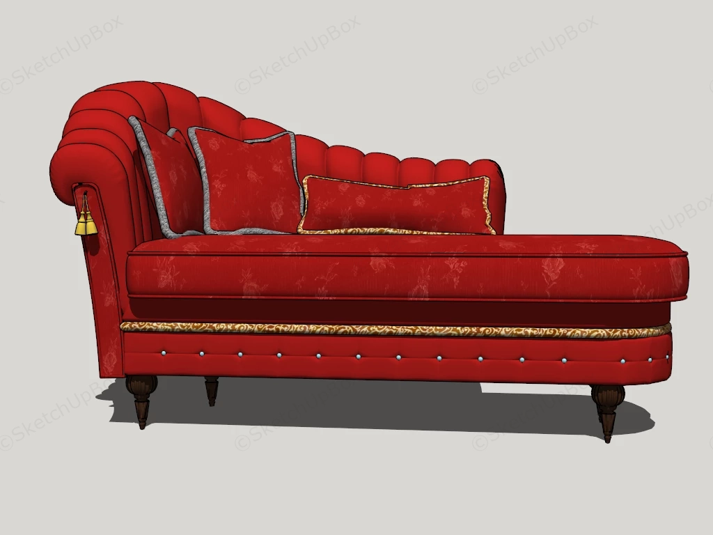 Red Velvet Chaise Longue sketchup model preview - SketchupBox