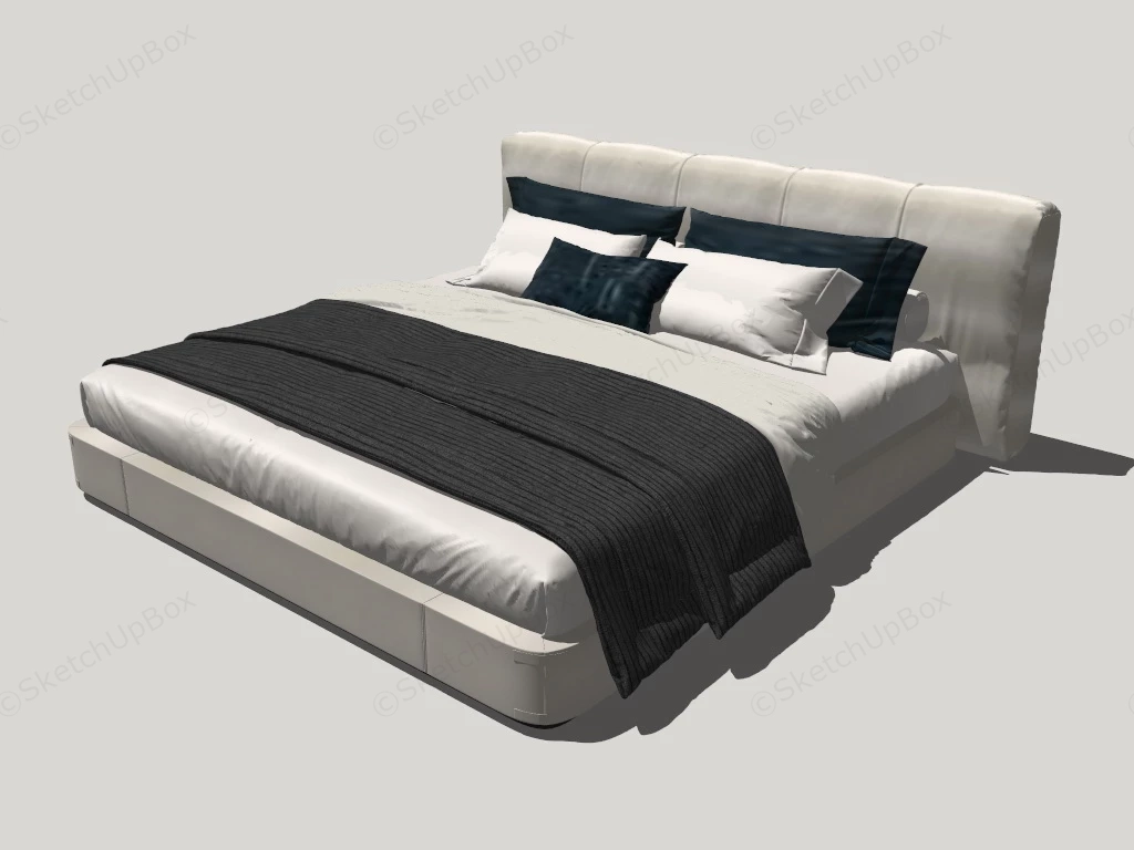 White Upholstered Bed sketchup model preview - SketchupBox