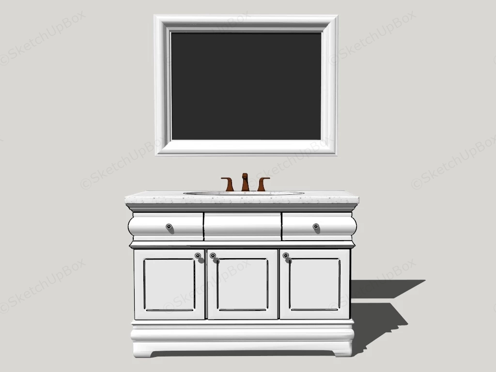 White Wash Basin Vanity Cabinet sketchup model preview - SketchupBox