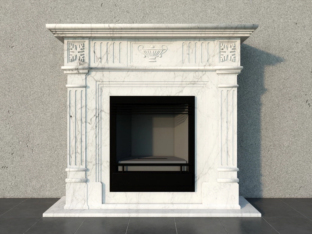 White Marble Surround Fireplace sketchup model preview - SketchupBox