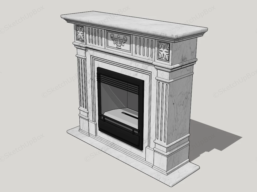 White Marble Surround Fireplace sketchup model preview - SketchupBox