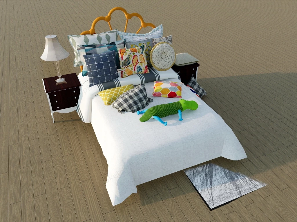 Kids Bed And Nightstands sketchup model preview - SketchupBox