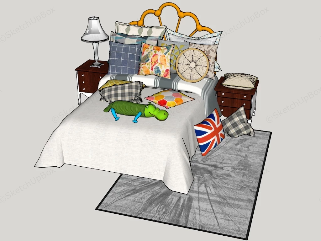 Kids Bed And Nightstands sketchup model preview - SketchupBox